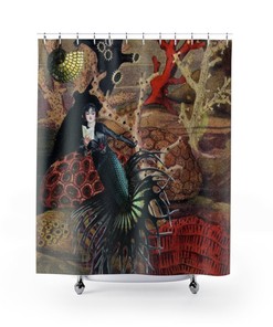 Beautiful Mermaid Swimming Print Shower Curtain for Girls Bathroom