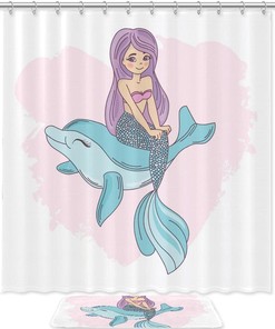 Beautiful Mermaid Waterproof Shower Curtain for Bathroom Decor