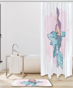 Beautiful Mermaid Waterproof Shower Curtain for Bathroom Decor