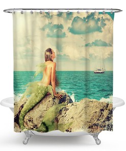 Beautiful Oceanic Mermaid Fabric Shower Curtain for Bathroom Decor