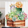 Beautiful Painting Of Succulent Cactus Waterproof Bathroom Shower Curtain