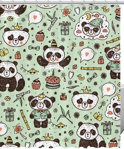 Beautiful Panda Heart Design Shower Curtain for Bathroom Decor 