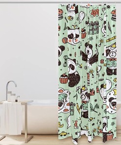 Beautiful Panda Heart Design Shower Curtain for Bathroom Decor