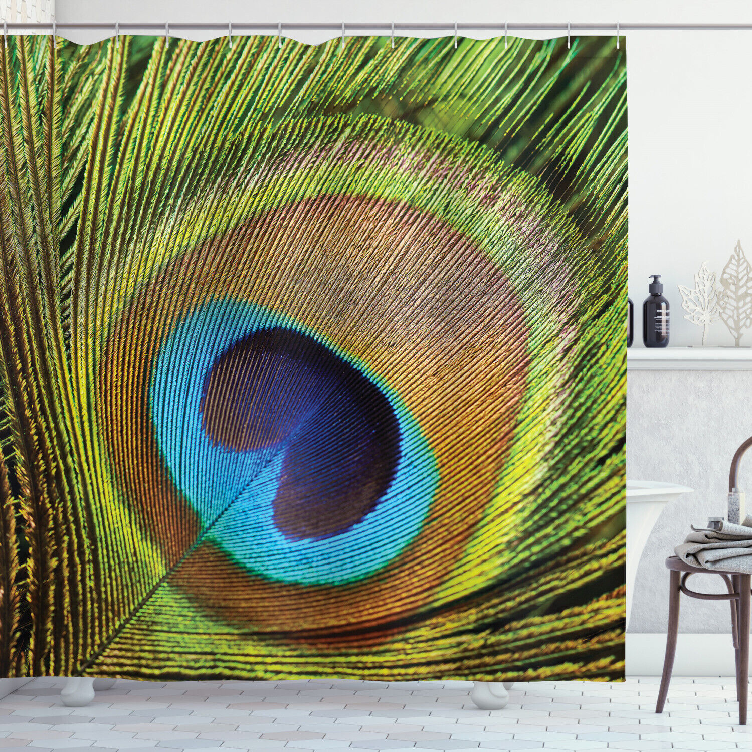 Beautiful Peacock Feather Shower Curtain - Nature-Inspired Bathroom Decor