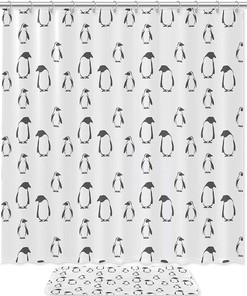 Beautiful Penguin Shower Curtain For Kids Bathroom
