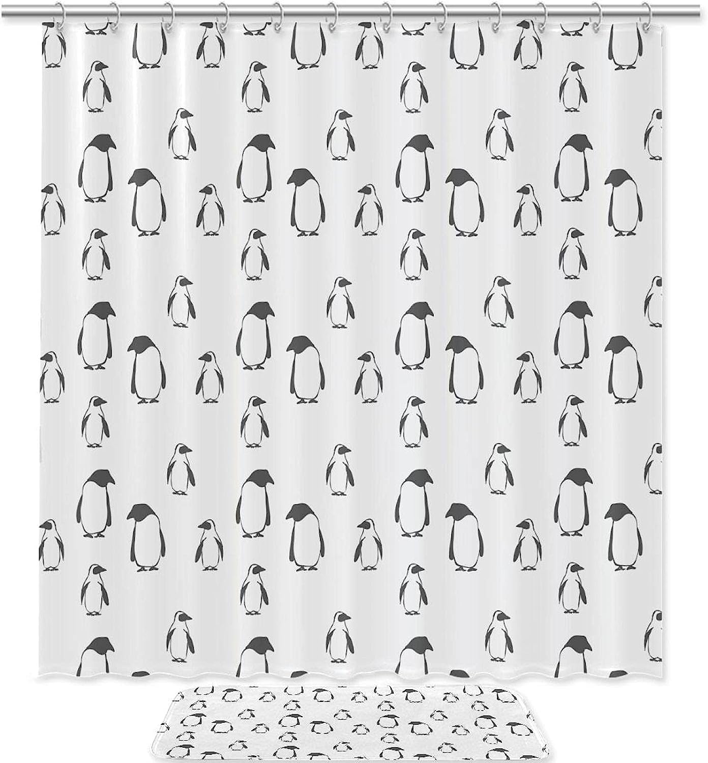 Beautiful Penguin Shower Curtain For Kids Bathroom