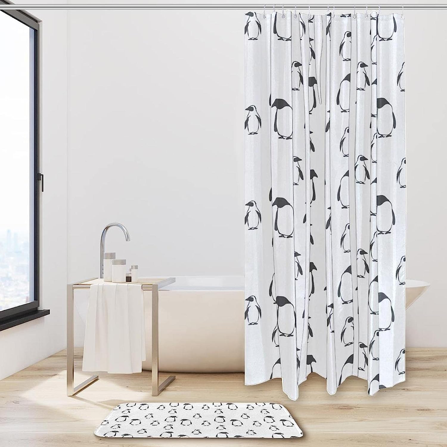 Beautiful Penguin Shower Curtain For Kids Bathroom - Image 2