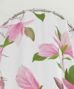 Beautiful Pink Butterflies and Flowers Shower Curtain for Feminine Bathroom