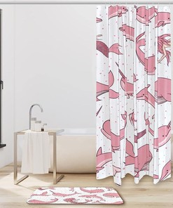 Beautiful Pink Mermaid and Dolphin Shower Curtain for Ocean Themed Bathroom Decor