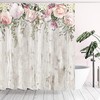 Beautiful Pink Roses on Grey White Rustic Wood Shower Curtain, Floral Blossoms Waterproof Fabric Bathroom Decor