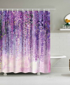 Beautiful Purple Flowers Hanging Design Shower Curtain - Elegant Bathroom Decor