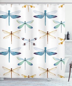 Beautiful Regular Lines Insects Dragonfly Shower Curtain For Your Bath