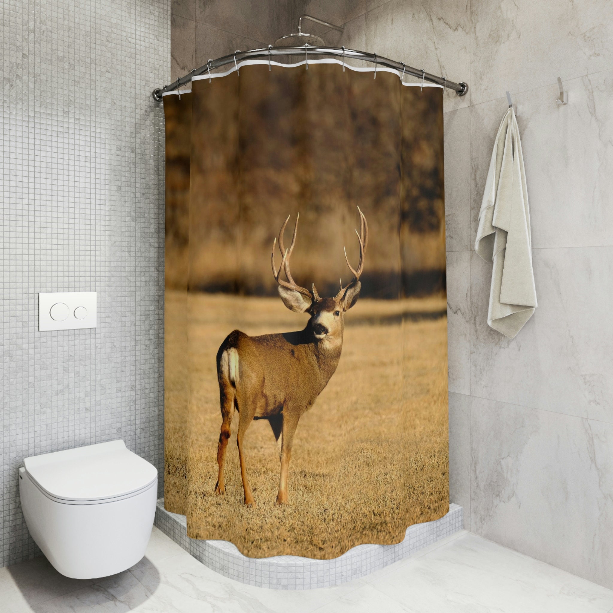 Beautiful Rustic Deer Shower Curtain For Wildlife Lovers
