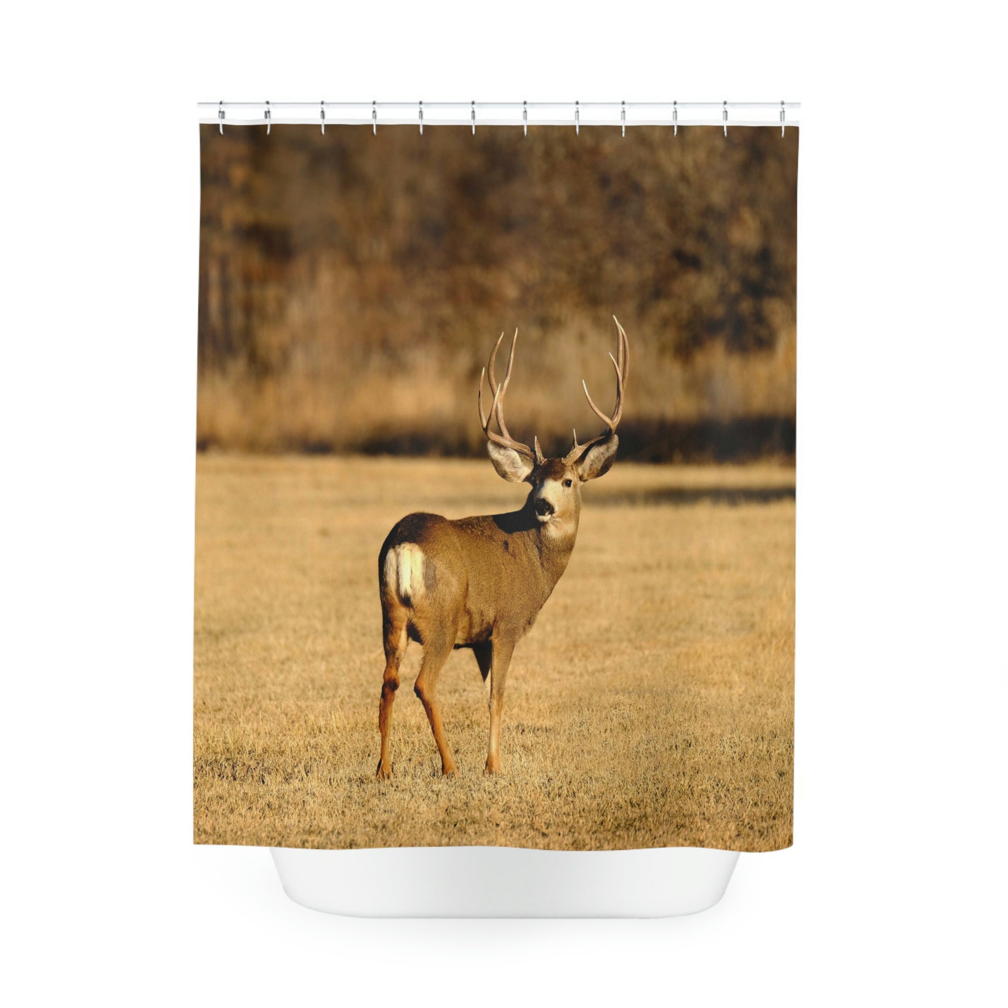 Beautiful Rustic Deer Shower Curtain For Wildlife Lovers - Image 2