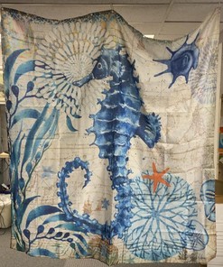 Beautiful Seahorse Shower Curtain for Marine Themed Bathroom Decor