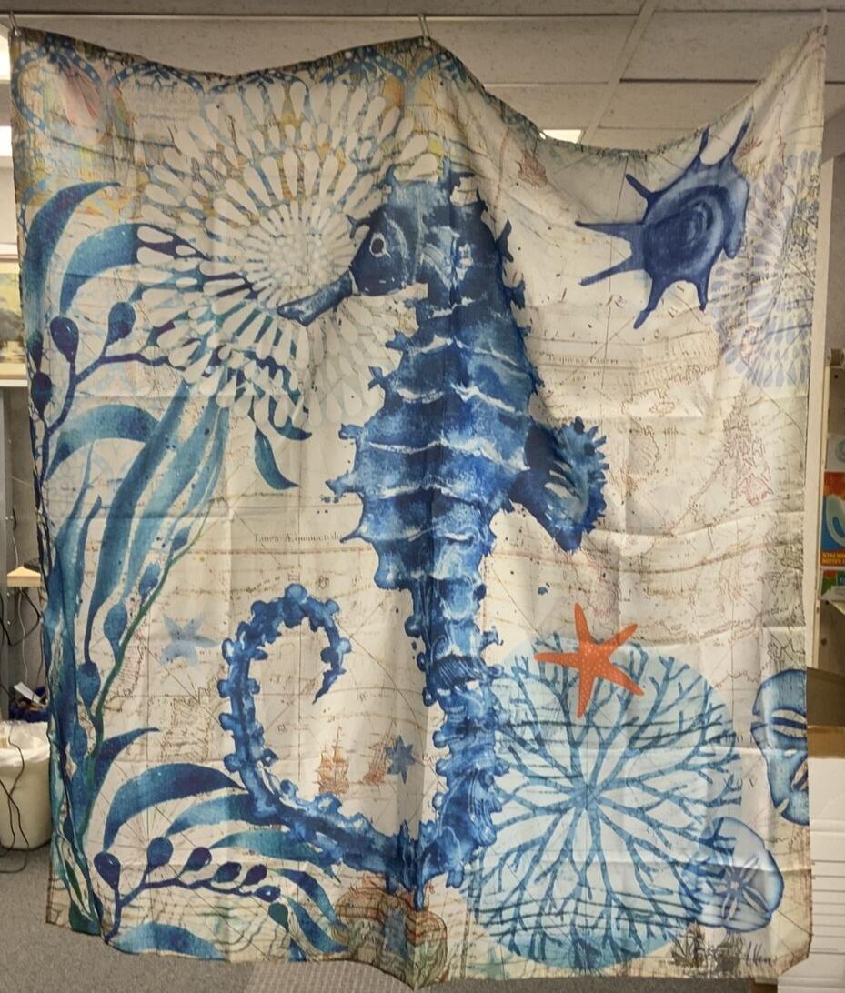 Beautiful Seahorse Shower Curtain for Marine Themed Bathroom Decor