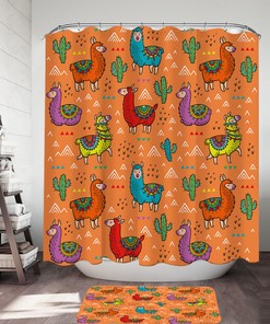 Beautiful South American Llamas Shower Curtain with Multi-Colors and Print for a Cute and Simple Look