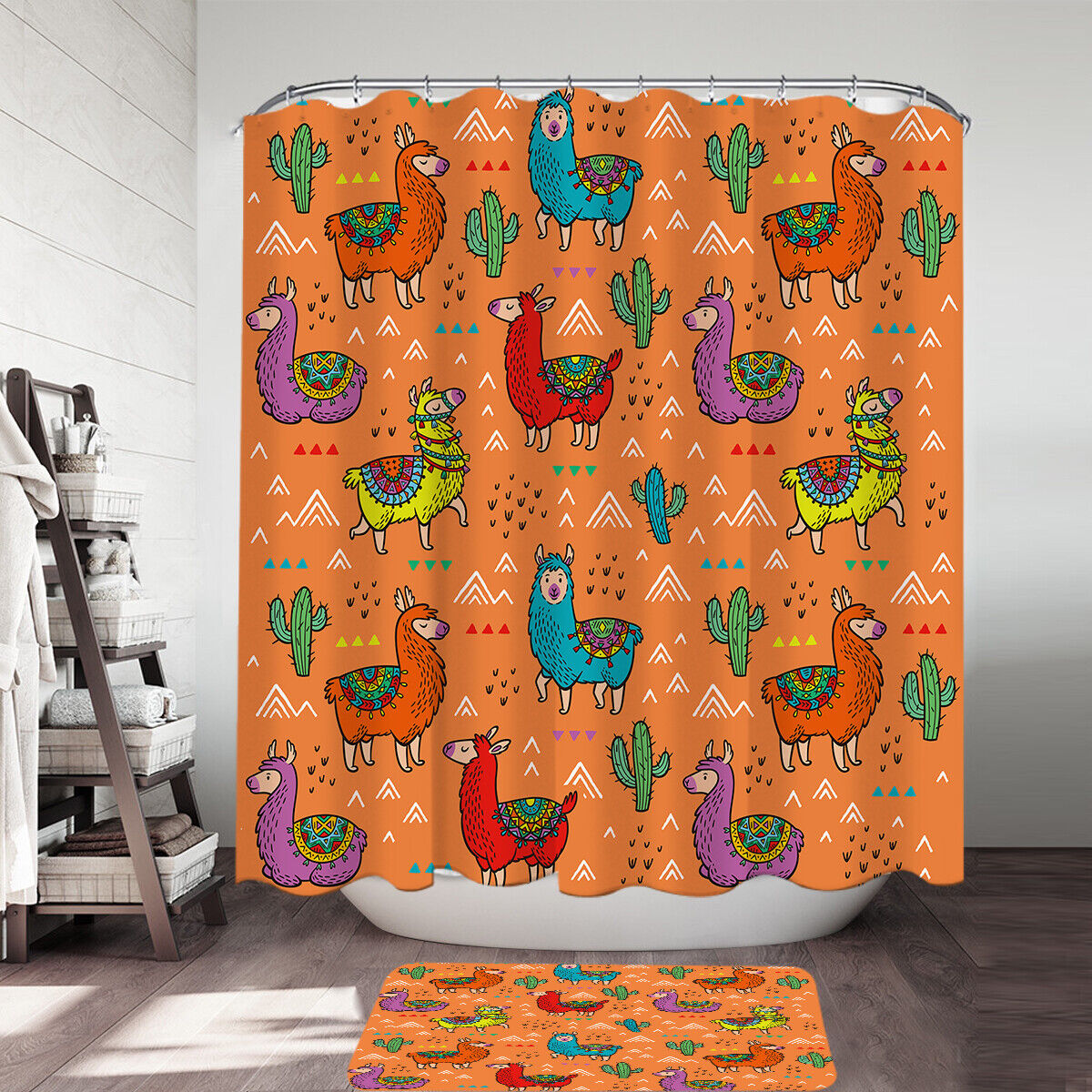 Beautiful South American Llamas Shower Curtain with Multi-Colors and Print for a Cute and Simple Look