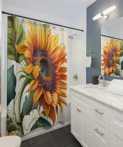 Beautiful Sunflower Botanical Shower Curtain For A Nature-Loving Bathroom