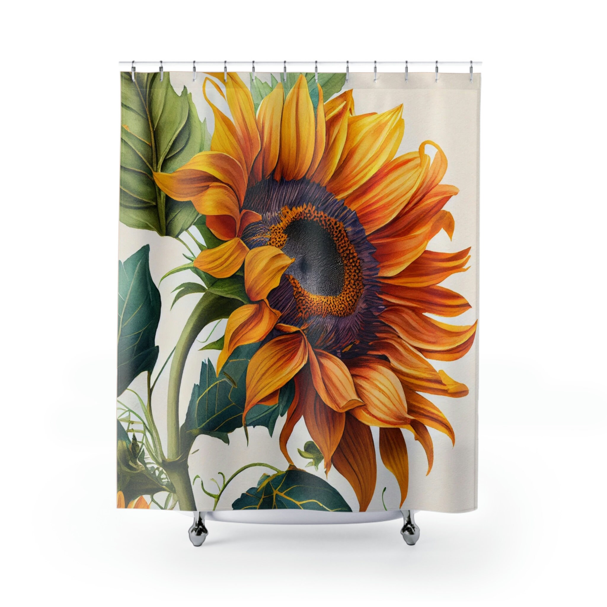 Beautiful Sunflower Botanical Shower Curtain For A Nature-Loving Bathroom - Image 2