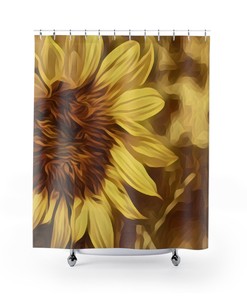 Beautiful Sunflower Floral Shower Curtain with Lines to Add A Chic Touch to Your Bathroom