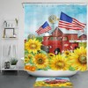 Beautiful Sunflower Retro Red Truck Farmhouse Flags Shower Curtain For Bathroom Decor 