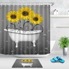 Beautiful Sunflowers Bathtub Print Shower Curtain For Bathroom Decor
