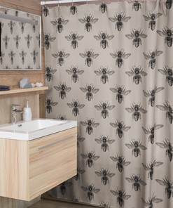 Beautiful Tan Bee Farmhouse Shower Curtain For Bathroom Decor 