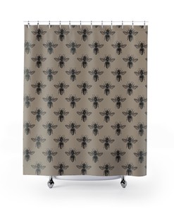 Beautiful Tan Bee Farmhouse Shower Curtain For Bathroom Decor
