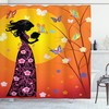 Beautiful Teen Girl Shower Curtain with Floral Dress Artful Print for Bathroom
