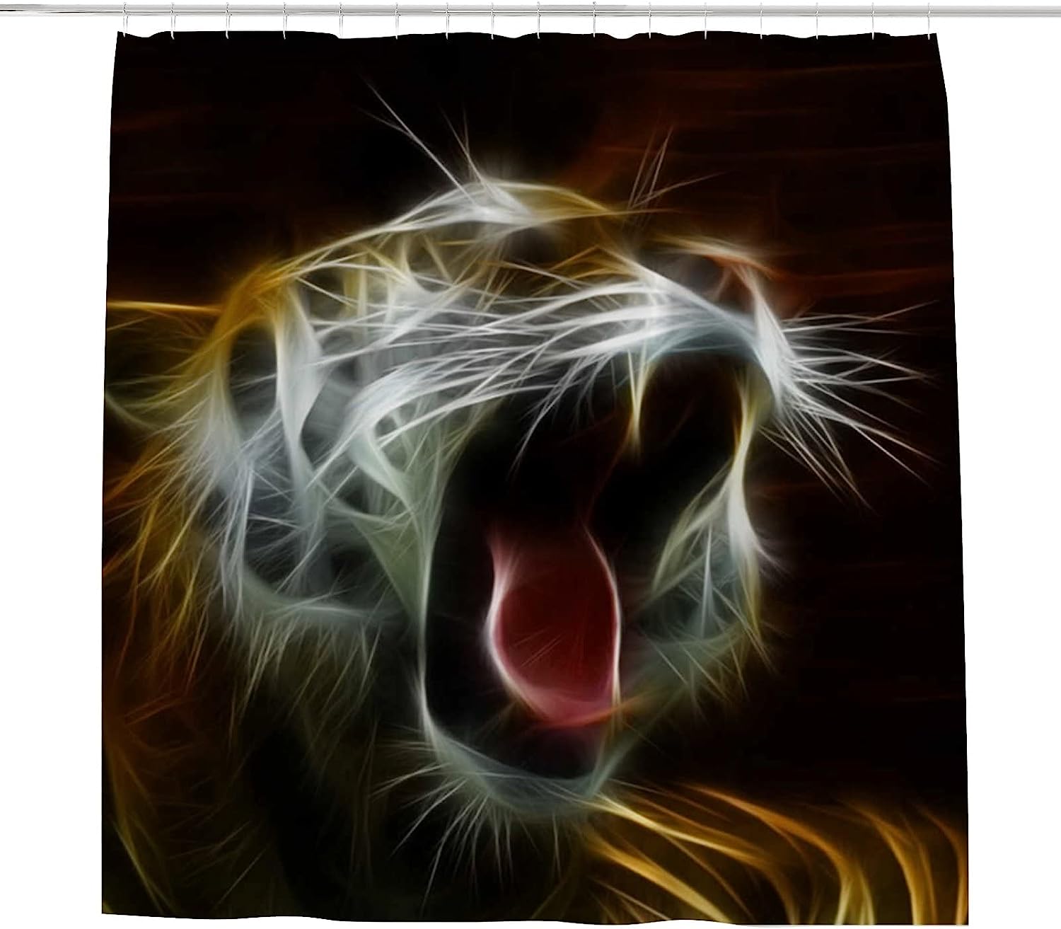 Beautiful Tiger Open Mouth Shower Curtain With Relevant Art For Modern Bathroom Decoration