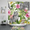 Beautiful Tropical Animal Leopard Plant Green Floral Shower Curtain 
