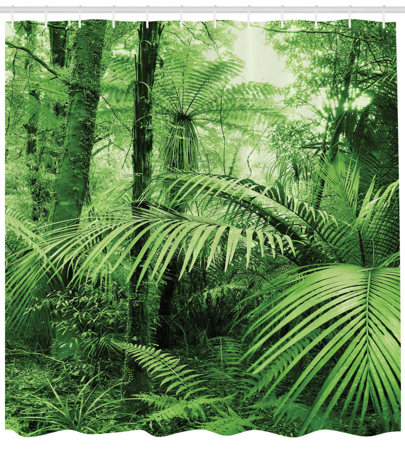 Beautiful Tropical Forest Palm Trees Jungle Shower Curtain for Exotic Bathroom Decor