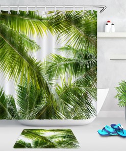 Beautiful Tropical Leaves Forest Shower Curtain for Bathroom Decor