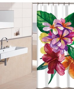 Beautiful Tropical Shower Curtain with Flowers Style and Unique Home Decor 