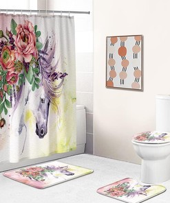 Beautiful Unicorn Horse Flower Shower Curtain for Elegant Bathroom Decor