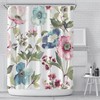 Beautiful White Floral Printed Mildew-Proof Shower Curtain with Hooks
