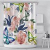Beautiful White Large Floral Printed Mildew-Proof Shower Curtain