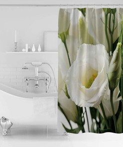 Beautiful White Rose Shower Curtain - Elegant Bathroom Decor