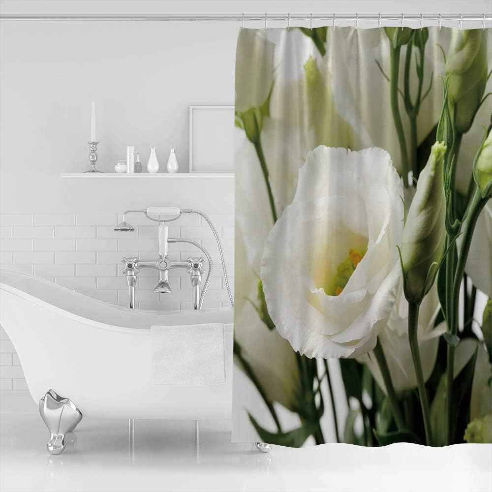 Beautiful White Rose Shower Curtain - Elegant Bathroom Decor