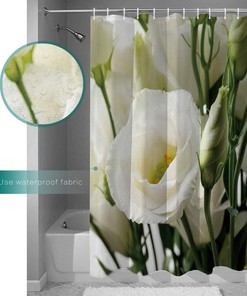 Beautiful White Rose Shower Curtain - Elegant Bathroom Decor