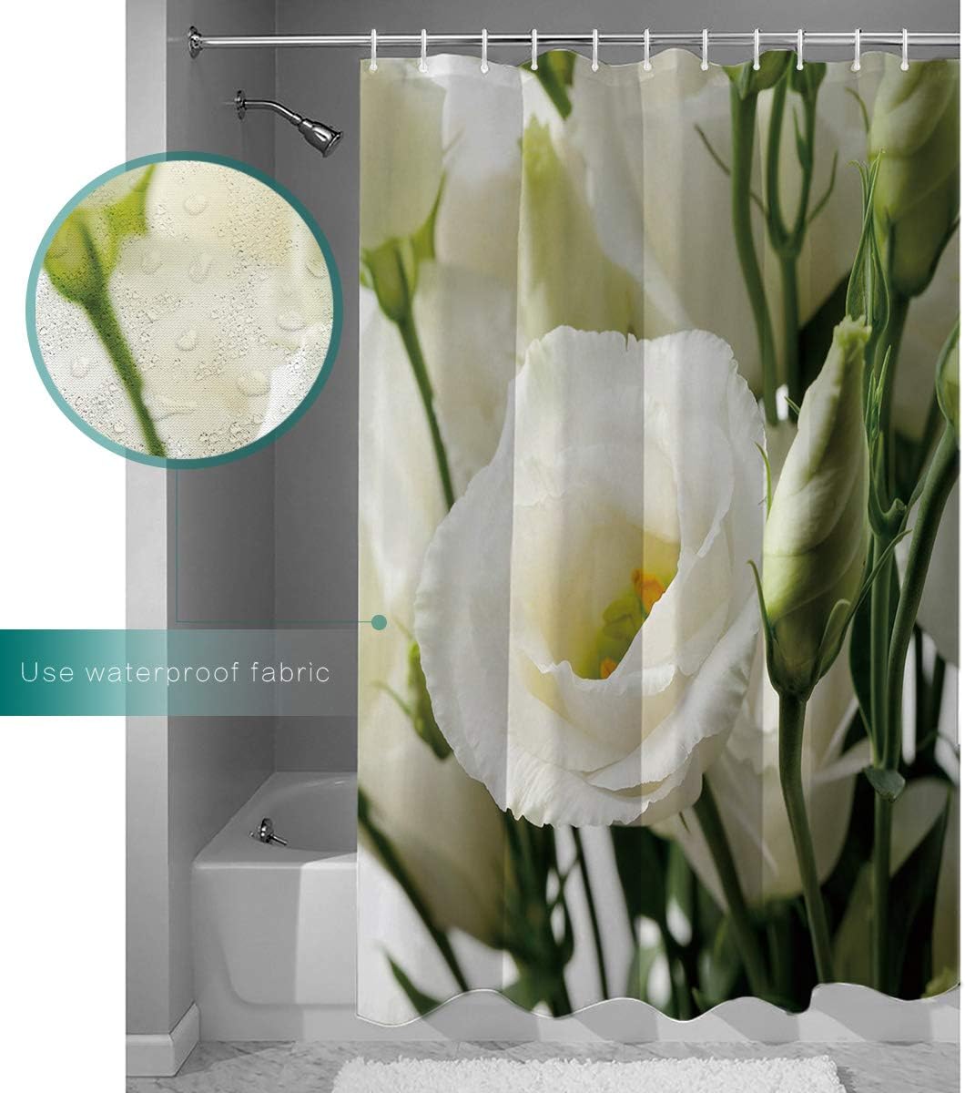 Beautiful White Rose Shower Curtain - Elegant Bathroom Decor