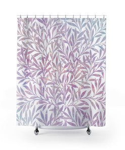 Beautiful William Morris Plant Shower Curtain with Pink Decor and Rainbow Print for Your Bathroom