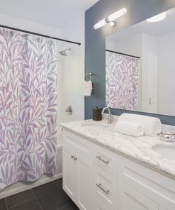 Beautiful William Morris Plant Shower Curtain with Pink Decor and Rainbow Print for Your Bathroom
