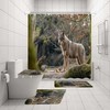 Beautiful Wolf Animal Print Jungle Trees Shower Curtain for Nature Loving Bathroom Decor 