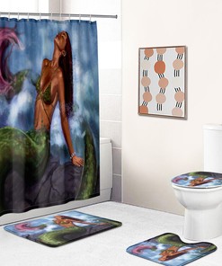 Beautiful and Vibrant Mermaid Artwork Fabric Shower Curtain for Bathroom Decor