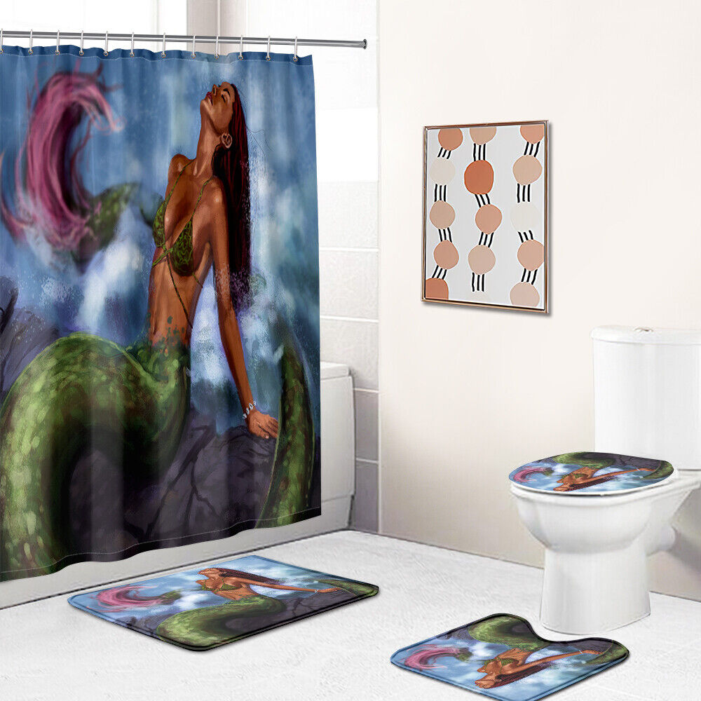 Beautiful and Vibrant Mermaid Artwork Fabric Shower Curtain for Bathroom Decor