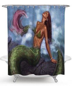 Beautiful and Vibrant Mermaid Artwork Fabric Shower Curtain for Bathroom Decor