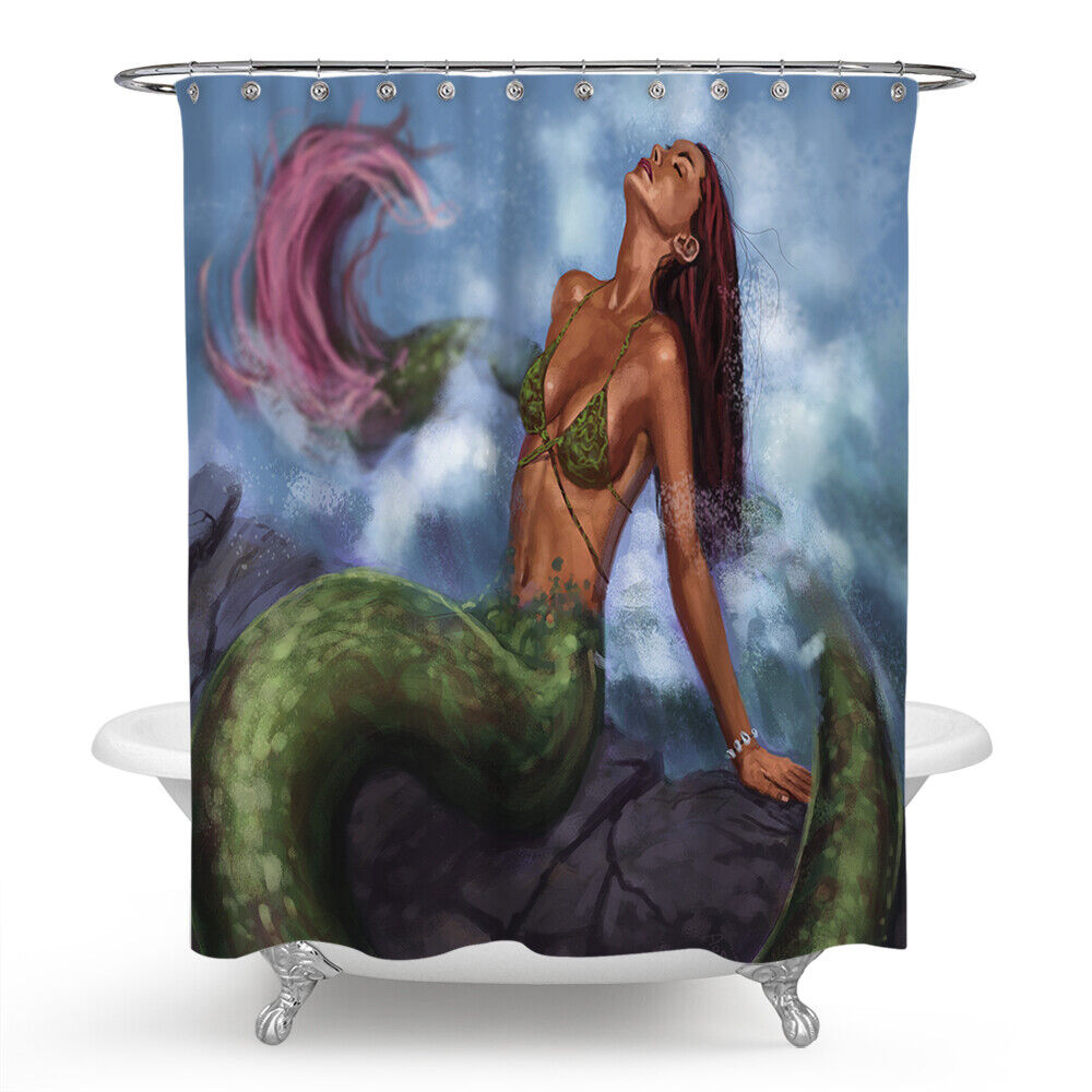 Beautiful and Vibrant Mermaid Artwork Fabric Shower Curtain for Bathroom Decor