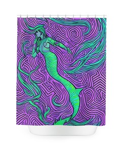 Beautifully Designed Purple Mermaid Art Shower Curtain - Abstract Art Design Print for Modern Bathroom Decor